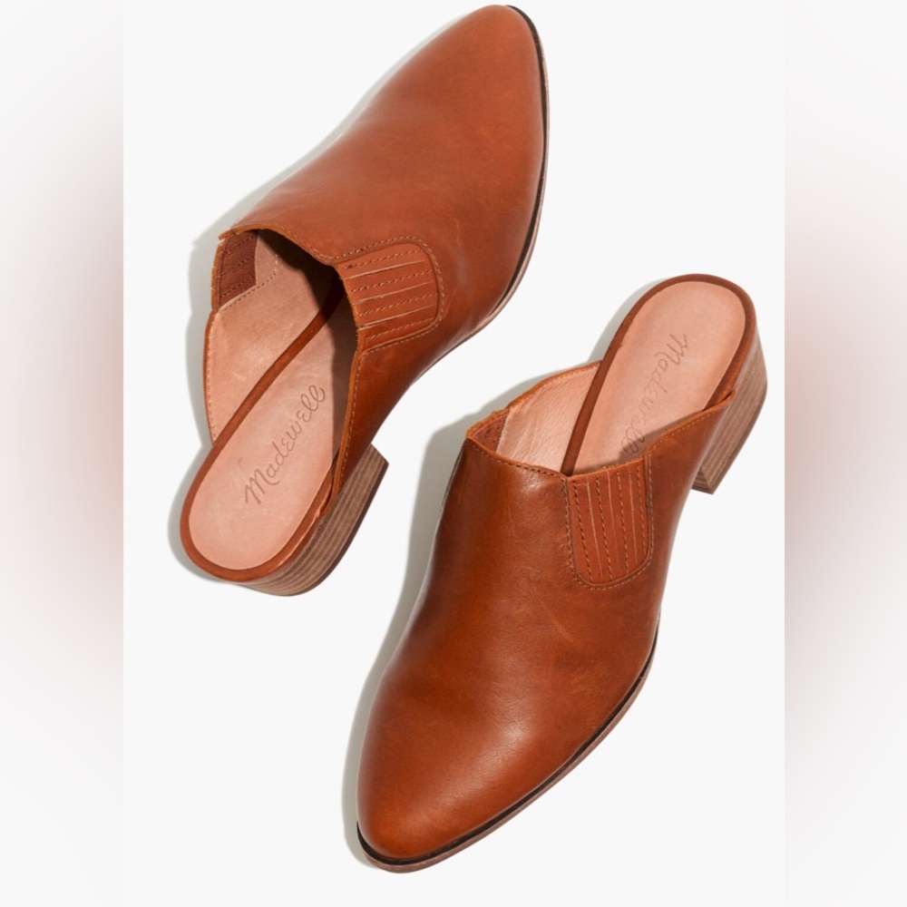 Madewell J8545 The Lanna Mule in Leather English Saddle 6.5